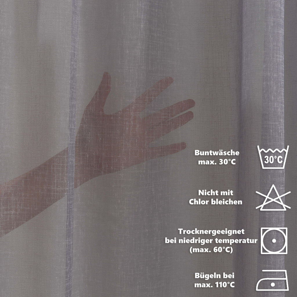 Sheer Linen Curtain Single Panel - Grey