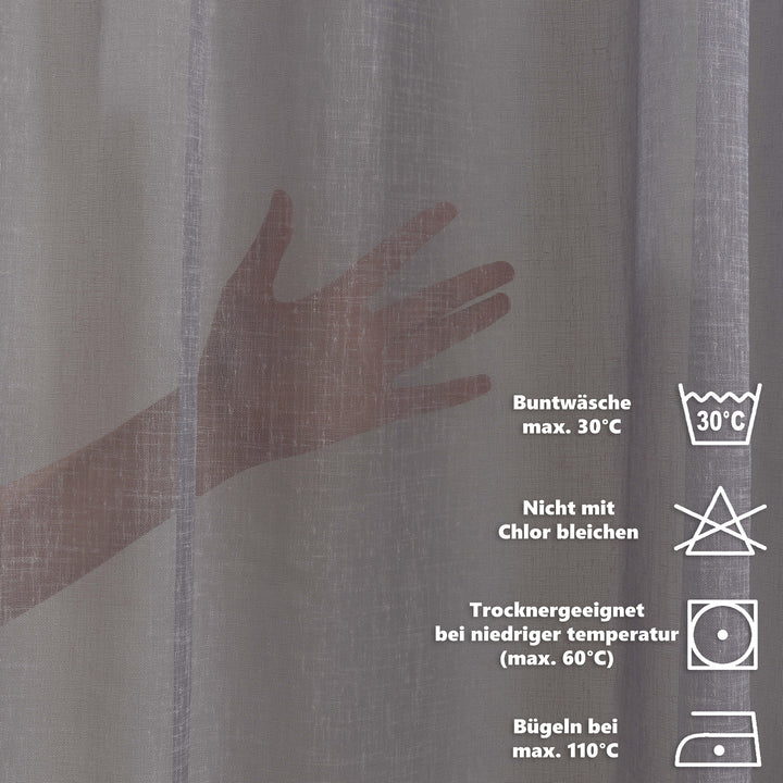 Sheer Linen Curtain Single Panel - Grey