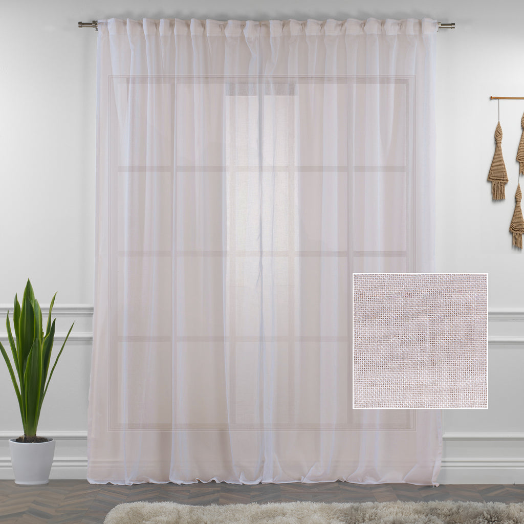 Sheer 100% Linen Curtain Single Panel - Cream