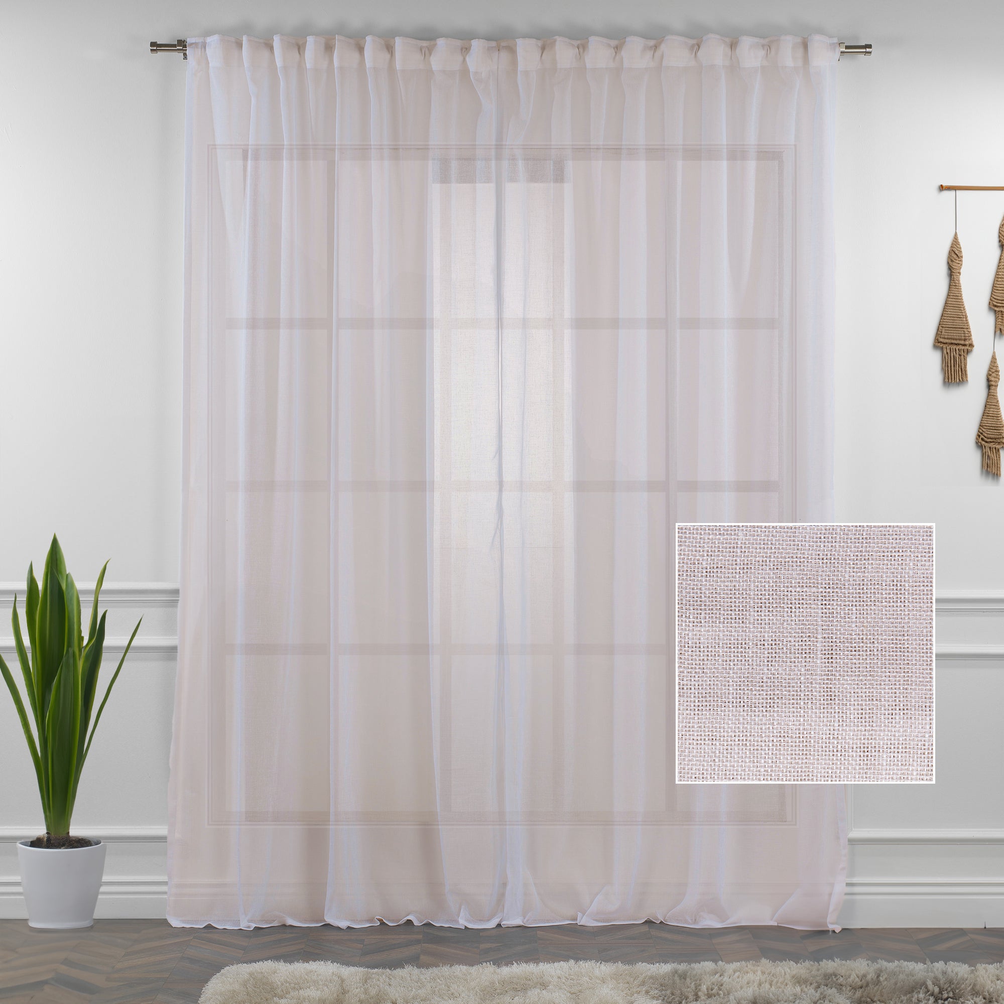 Sheer 100% Linen Curtain Single Panel - Cream