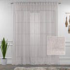 Sheer 100% Linen Curtain Single Panel - Beige