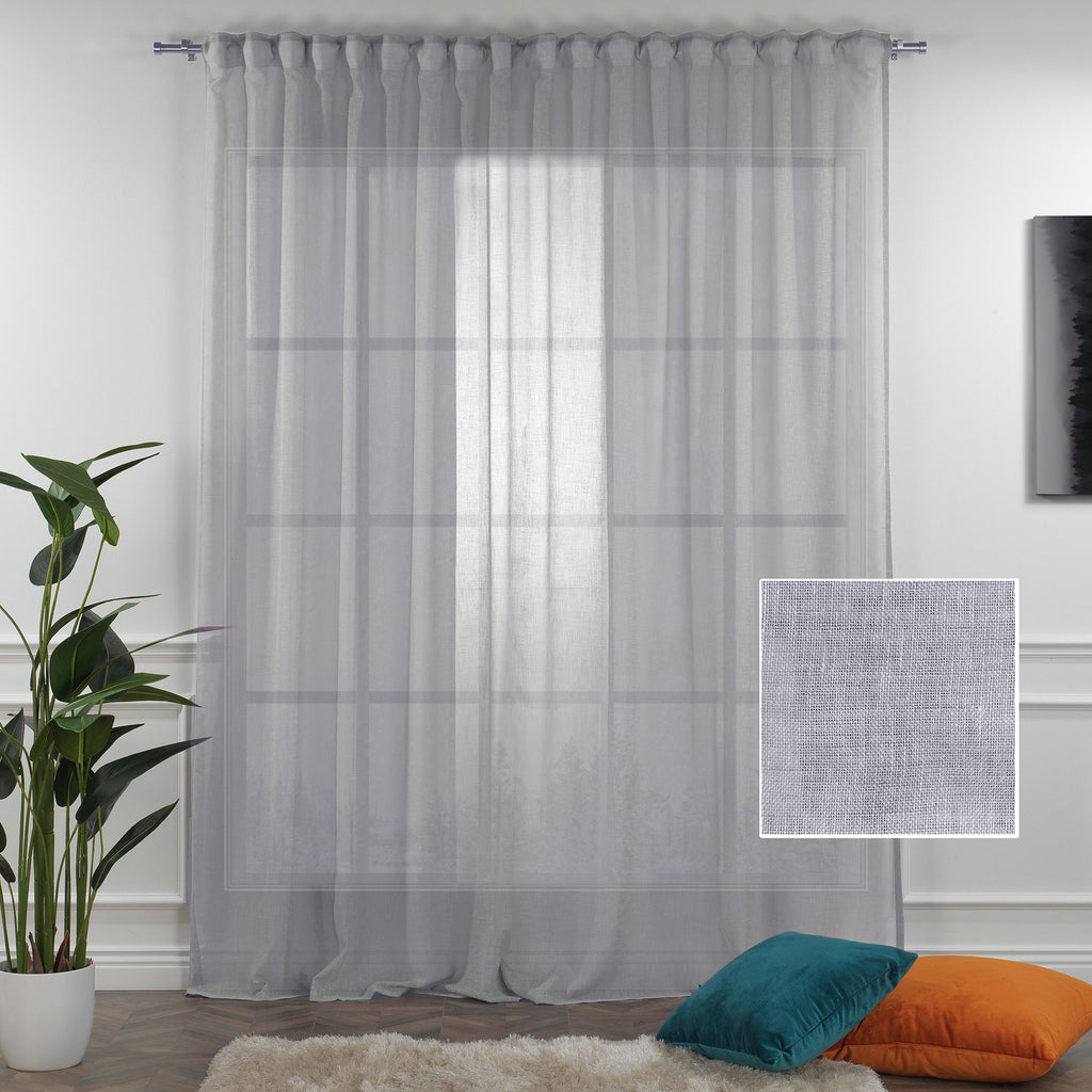 Sheer 100% Linen Curtain Single Panel - Silver