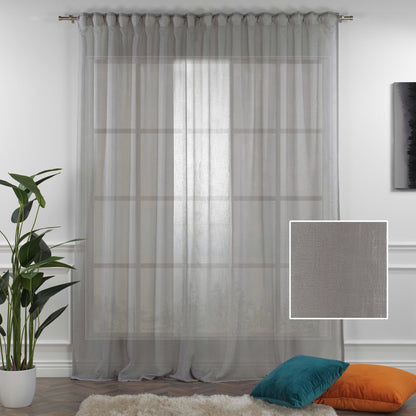 Sheer 100% Linen Curtain Single Panel - Grey