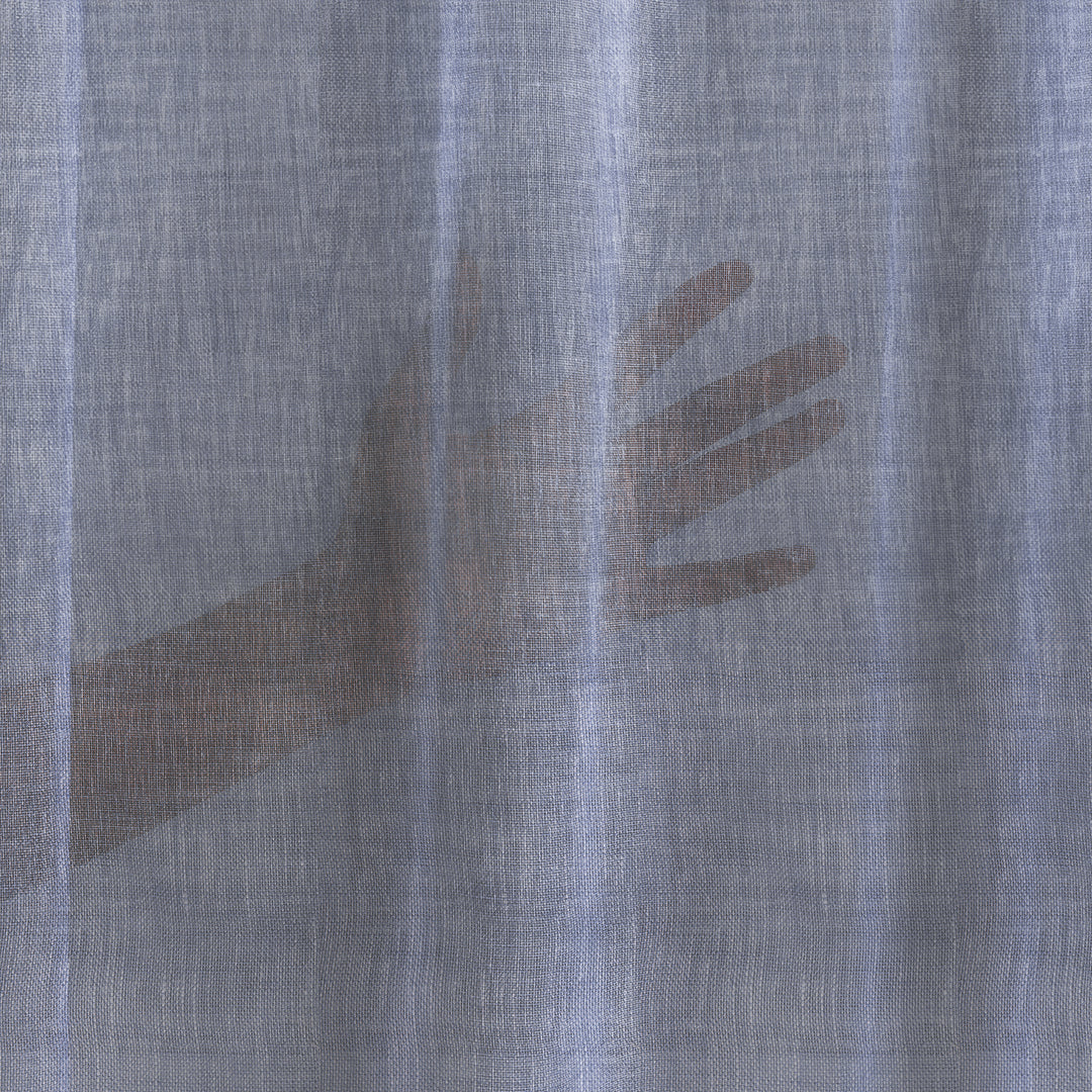 Sheer 100% Linen Curtain Single Panel - Blue