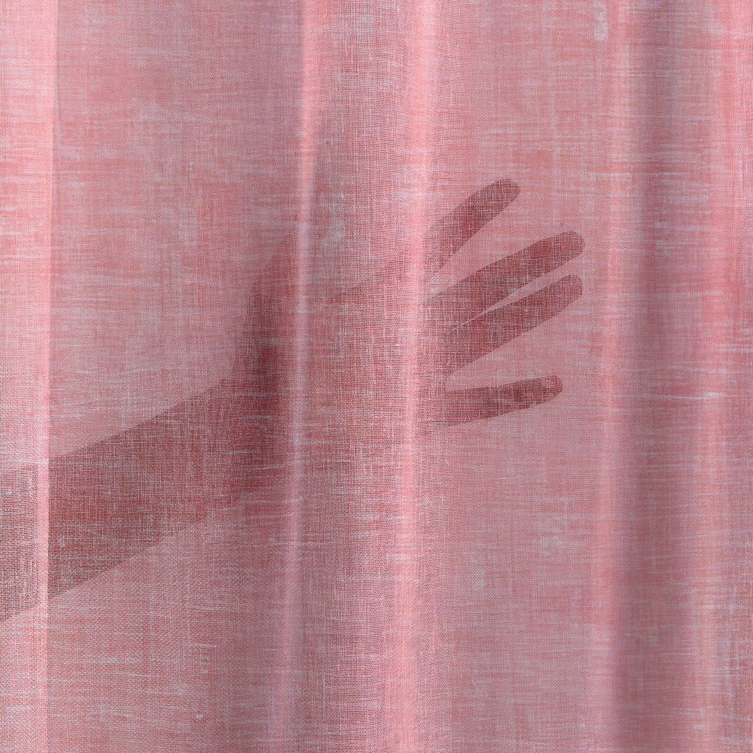 Sheer 100% Linen Curtain Single Panel - Red