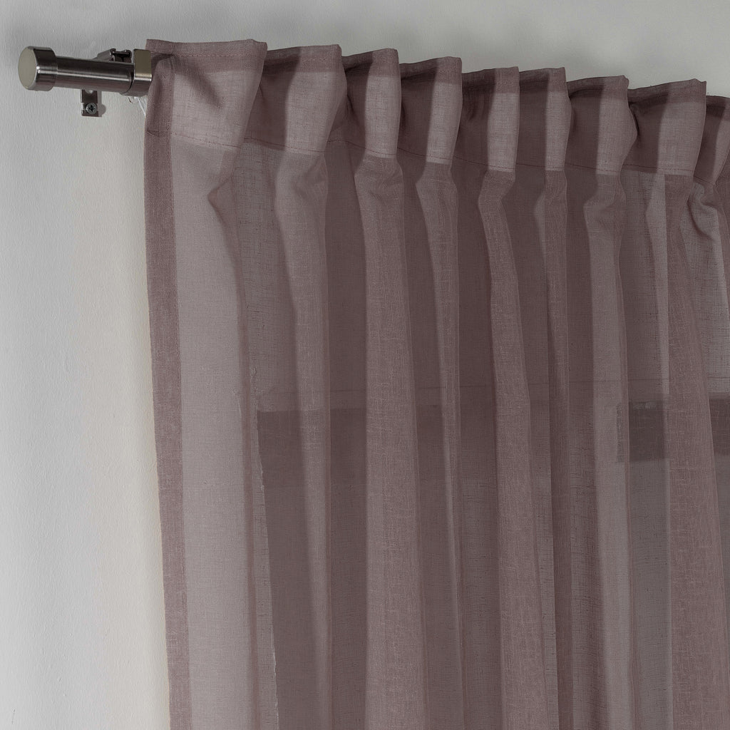 Sheer 100% Linen Curtain Single Panel - Brown