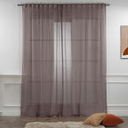 Sheer 100% Linen Curtain Single Panel - Brown