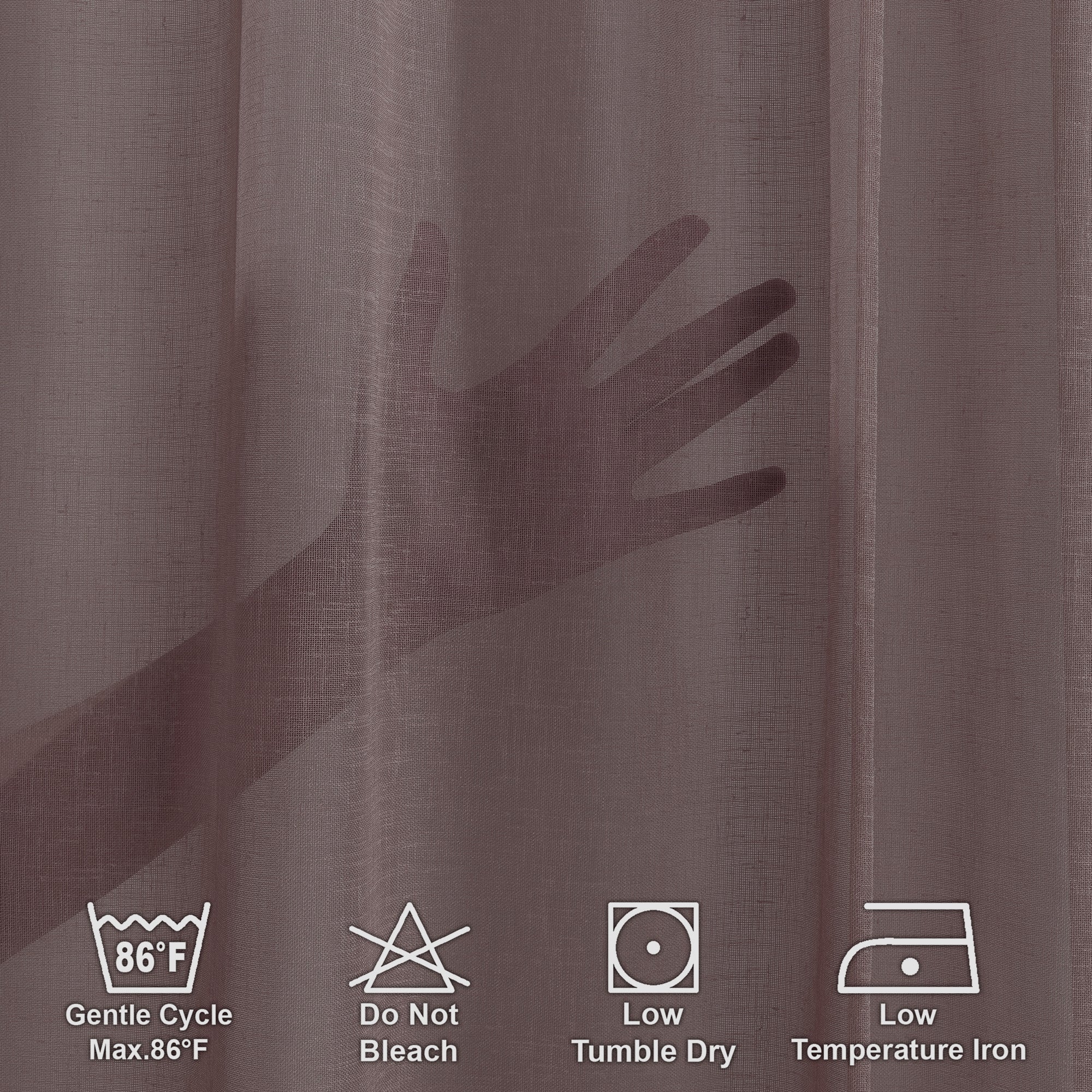 Sheer 100% Linen Curtain Single Panel - Brown
