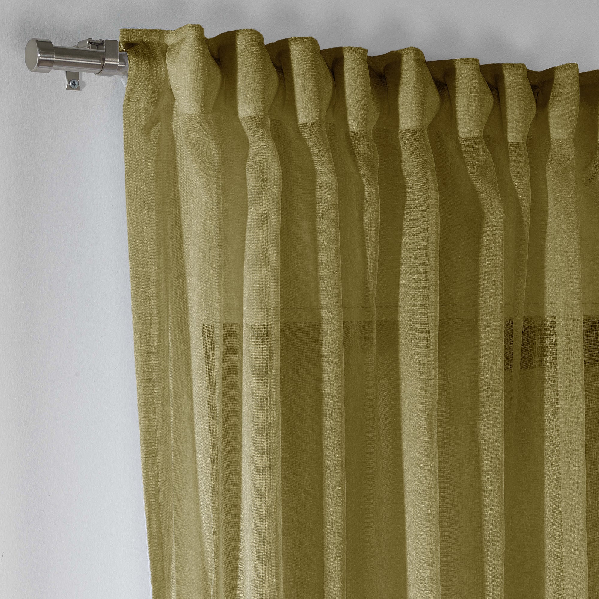 Sheer 100% Linen Curtain Single Panel - Lemon Ginger