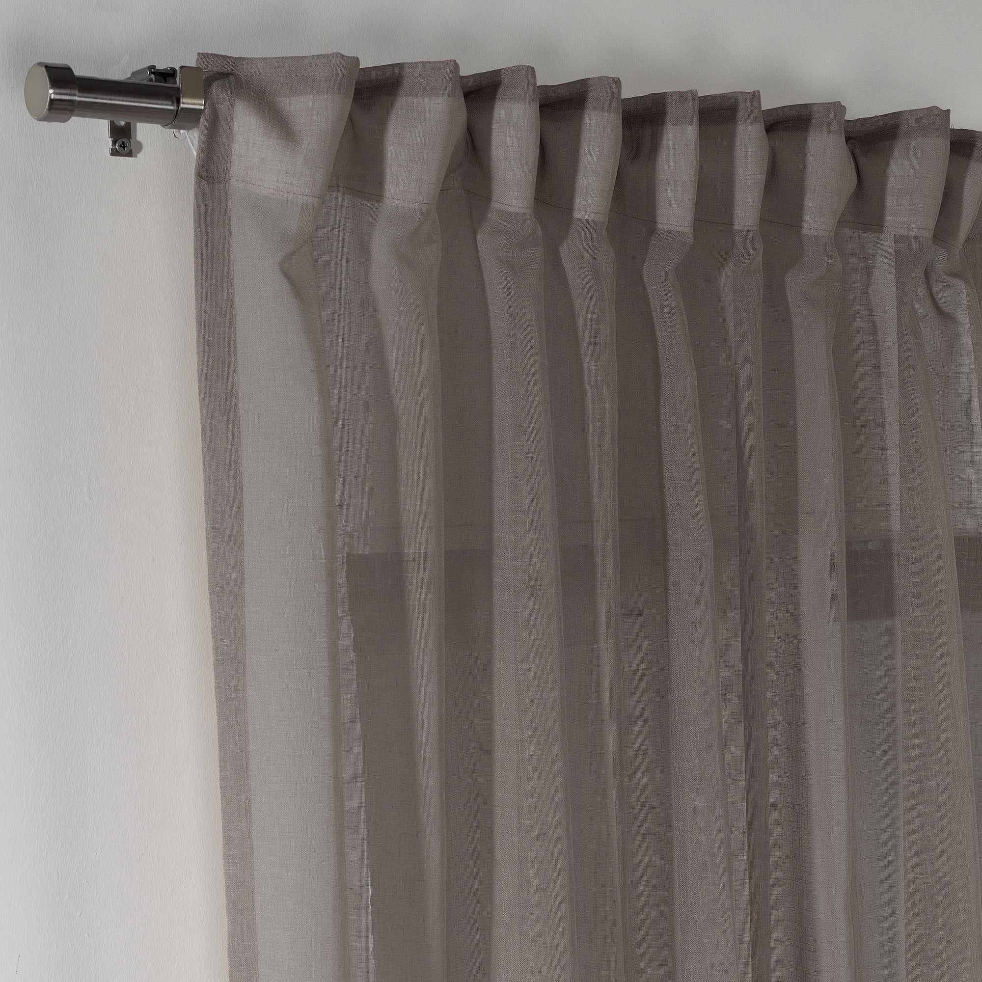 Sheer 100% Linen Curtain Single Panel - Granite