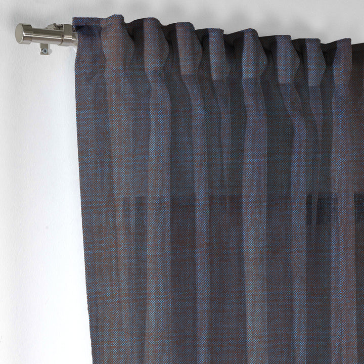 Sheer 100% Linen Curtain Single Panel - Denim