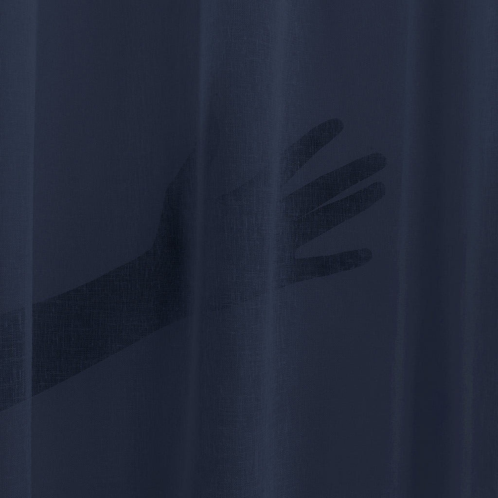 Sheer 100% Linen Curtain Single Panel - Navy