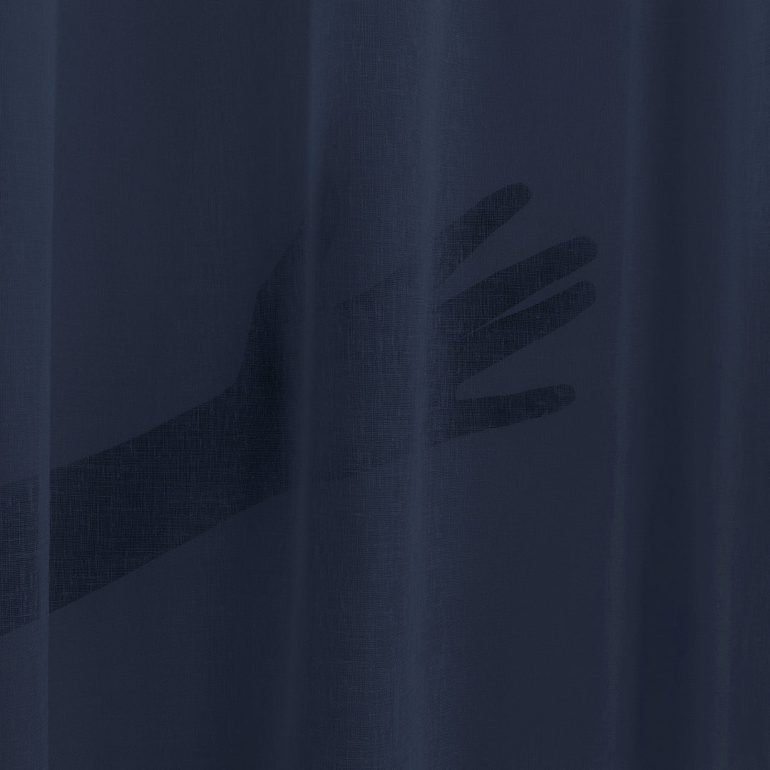 Sheer 100% Linen Curtain Single Panel - Navy
