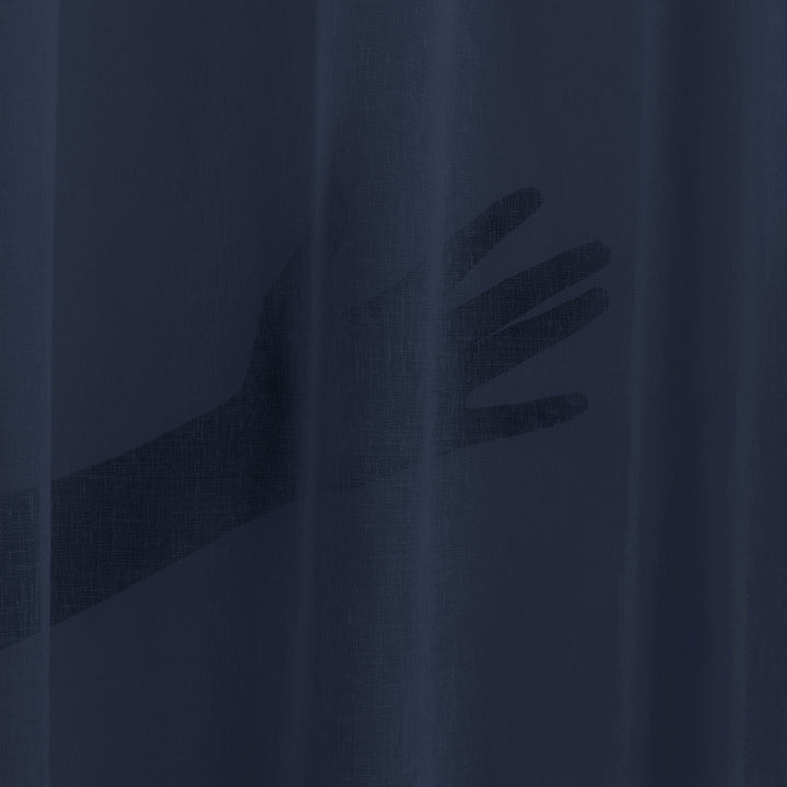 Sheer 100% Linen Curtain Single Panel - Navy