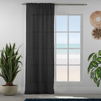 Sheer 100% Linen Curtain Single Panel - Black
