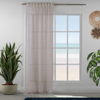 Sheer 100% Linen Curtain Single Panel - Dark Beige