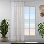 Sheer 100% Linen Curtain Single Panel - Ecru