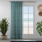 Sheer 100% Linen Curtain Single Panel - Evergreen