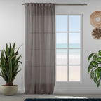Sheer 100% Linen Curtain Single Panel - Granite