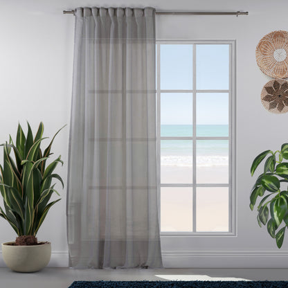 Sheer 100% Linen Curtain Single Panel - Grey