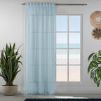 Sheer 100% Linen Curtain Single Panel - Ice Blue