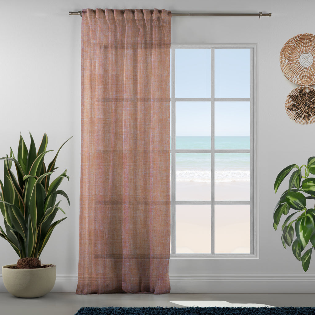 Sheer 100% Linen Curtain Single Panel - Orange
