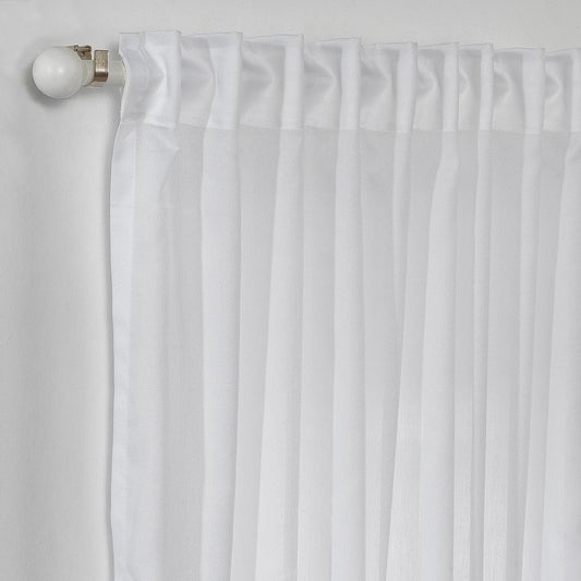 Semi Sheer Silk Crepe Curtain Single Panel - White