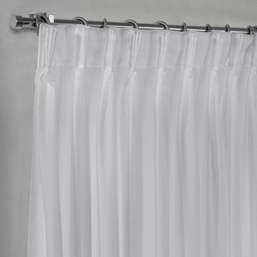 Semi Sheer Silk Crepe Pinch Pleated Curtain Single Panel - White