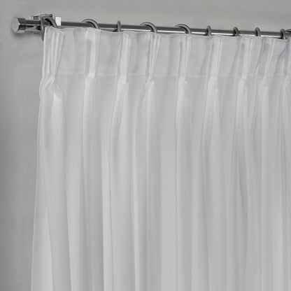 Semi Sheer Silk Crepe Pinch Pleated Curtain Single Panel - White