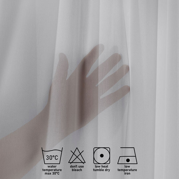 Semi Sheer Silk Crepe Pinch Pleated Curtain Single Panel - White