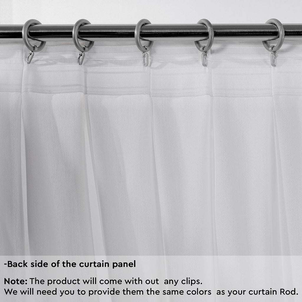 Semi Sheer Silk Crepe Pinch Pleated Curtain Single Panel - White