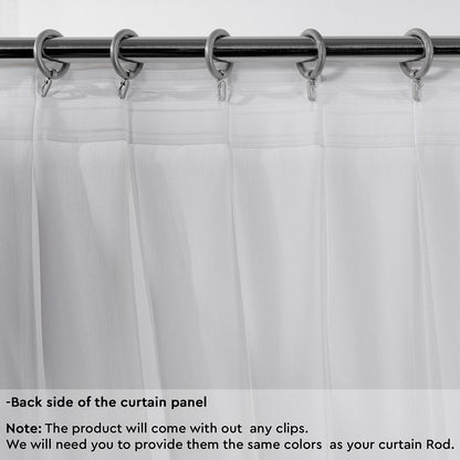 Semi Sheer Silk Crepe Pinch Pleated Curtain Single Panel - White