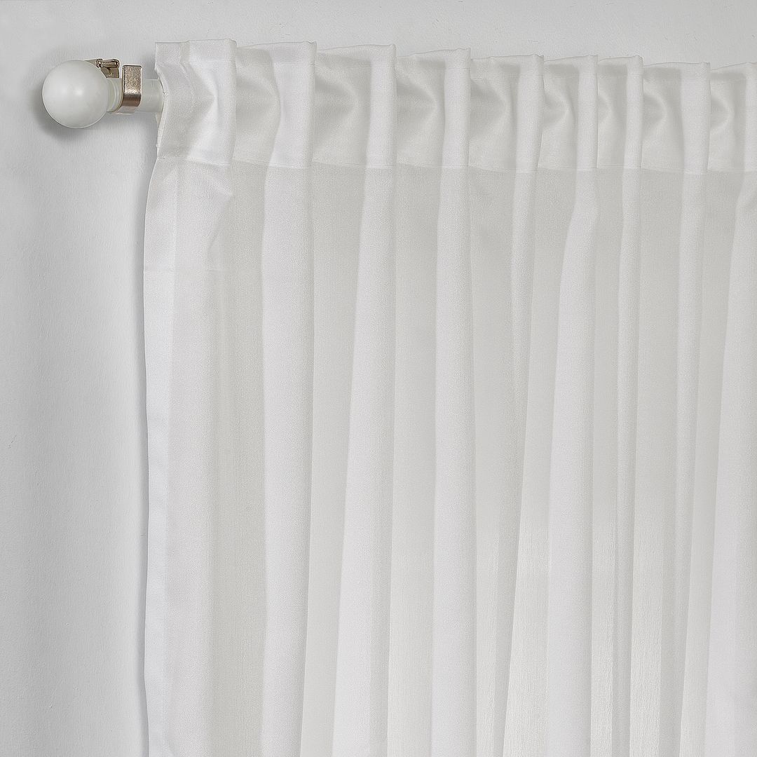 Semi Sheer Silk Crepe Curtain Single Panel - Ecru