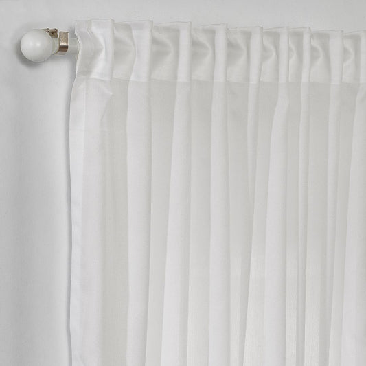 Semi Sheer Silk Crepe Curtain Single Panel - Ecru