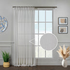 Semi Sheer Silk Crepe Pinch Pleated Curtain Single Panel - Ecru