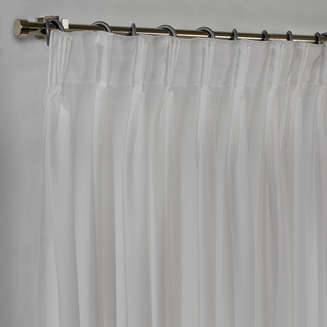 Semi Sheer Silk Crepe Pinch Pleated Curtain Single Panel - Ecru