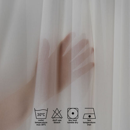 Semi Sheer Silk Crepe Pinch Pleated Curtain Single Panel - Ecru