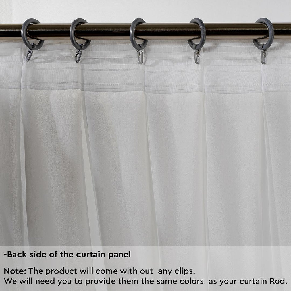 Semi Sheer Silk Crepe Pinch Pleated Curtain Single Panel - Ecru