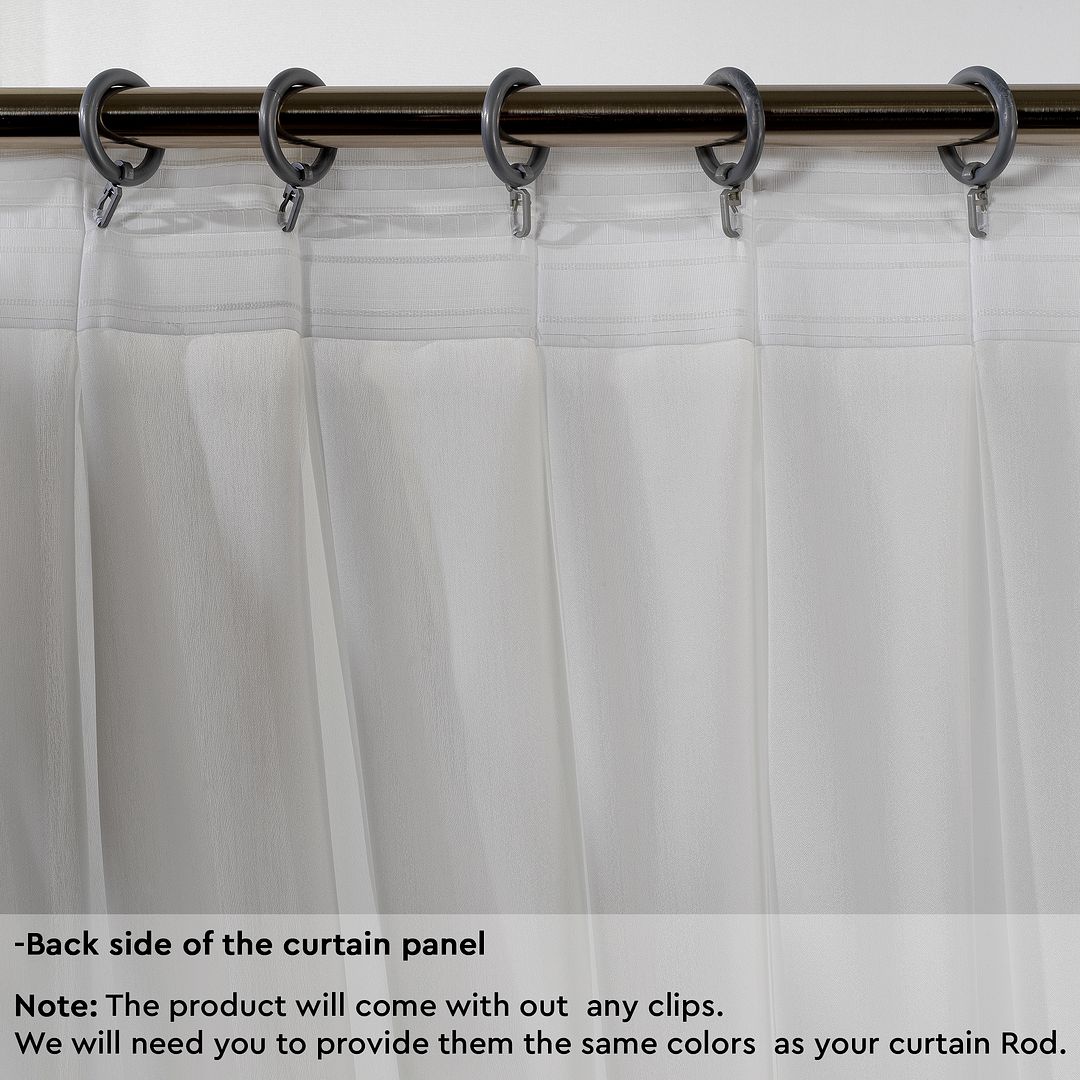 Semi Sheer Silk Crepe Pinch Pleated Curtain Single Panel - Ecru