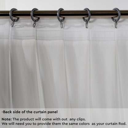 Semi Sheer Silk Crepe Pinch Pleated Curtain Single Panel - Ecru
