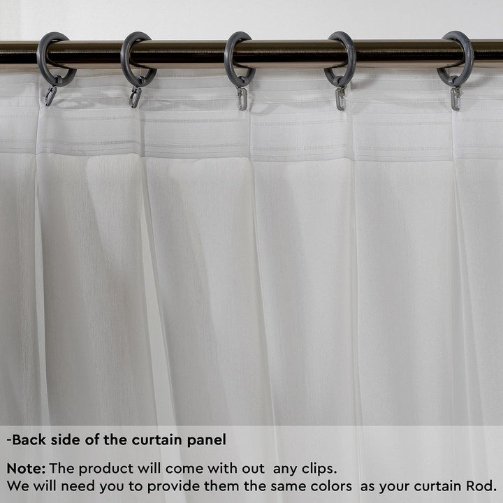 Semi Sheer Silk Crepe Pinch Pleated Curtain Single Panel - Ecru