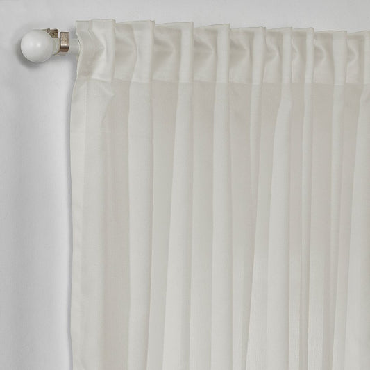 Semi Sheer Silk Crepe Curtain Single Panel - Stone