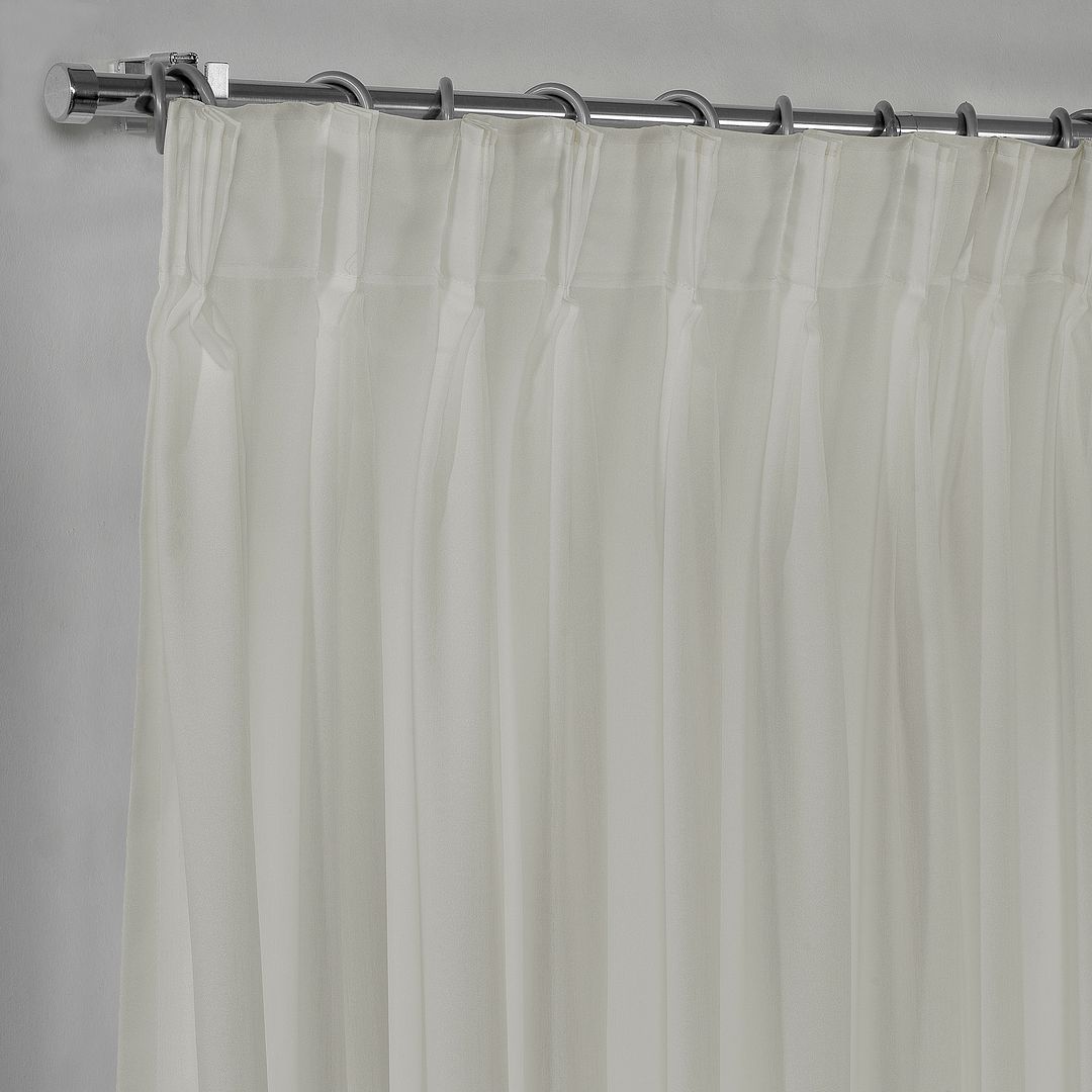 Semi Sheer Silk Crepe Pinch Pleated Curtain Single Panel - Stone