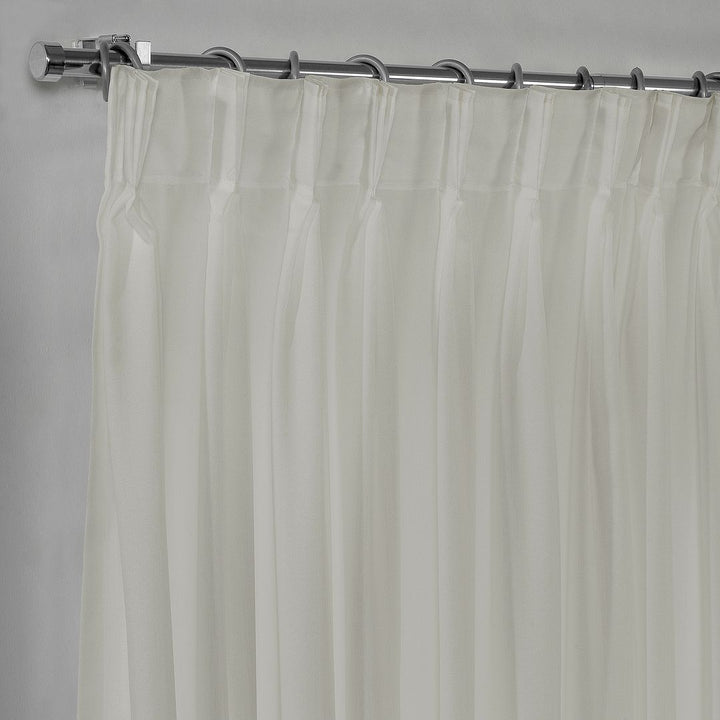 Semi Sheer Silk Crepe Pinch Pleated Curtain Single Panel - Stone