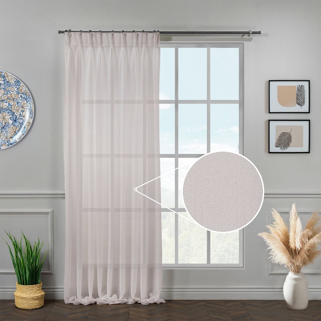 Semi Sheer Silk Crepe Pinch Pleated Curtain Single Panel - Pink