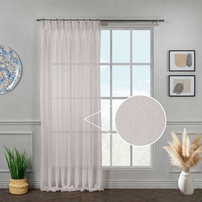 Semi Sheer Silk Crepe Pinch Pleated Curtain Single Panel - Pink