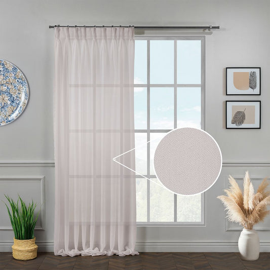Semi Sheer Silk Crepe Pinch Pleated Curtain Single Panel - Pink
