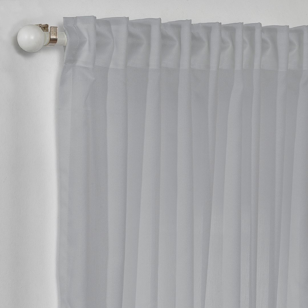 Semi Sheer Silk Crepe Curtain Single Panel - Grey