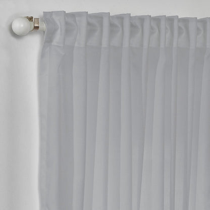 Semi Sheer Silk Crepe Curtain Single Panel - Grey