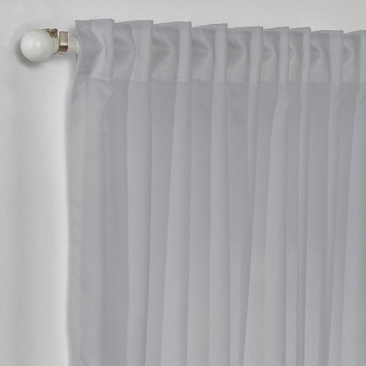 Semi Sheer Silk Crepe Curtain Single Panel - Grey